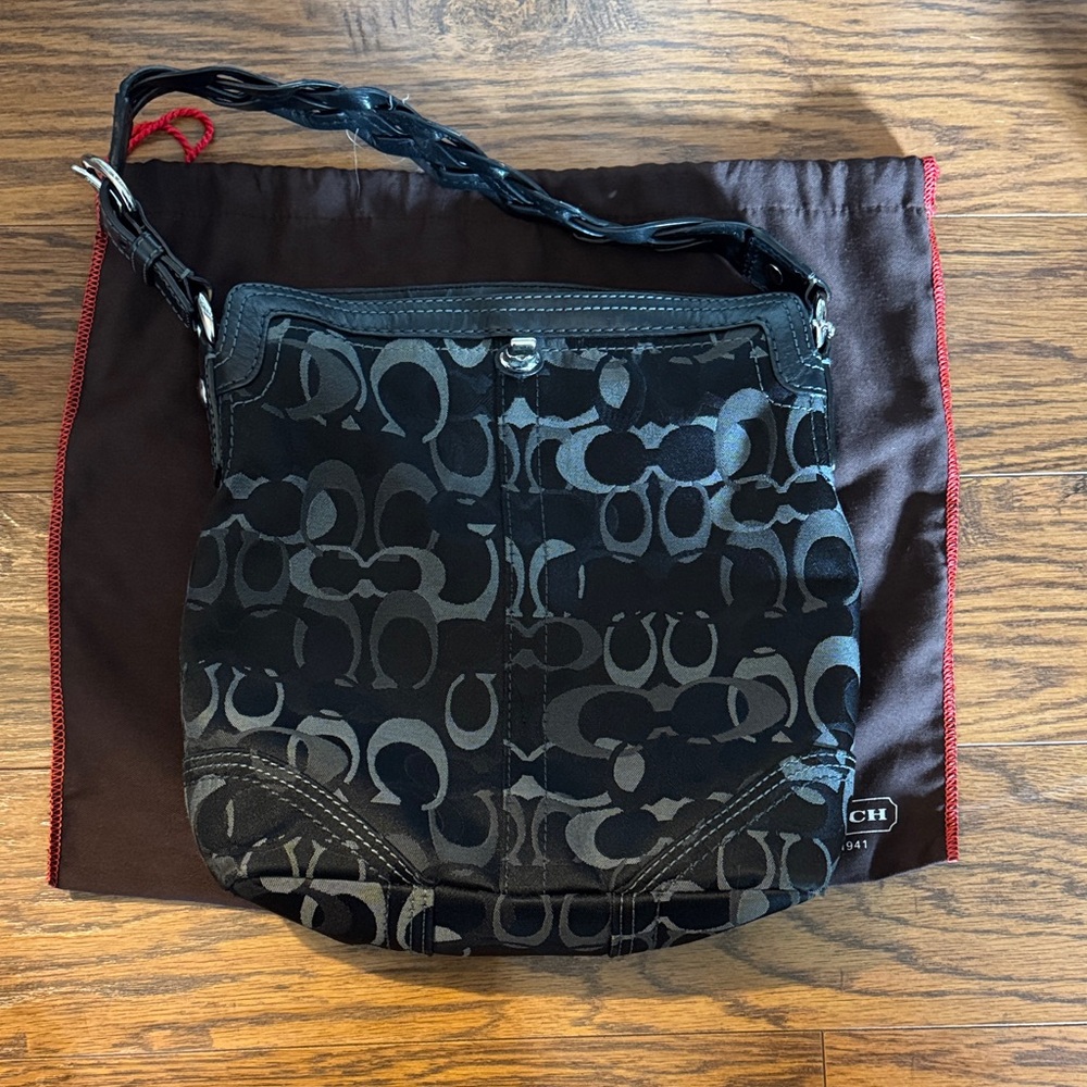 Coach Signature Black and Gray Messenger Bag